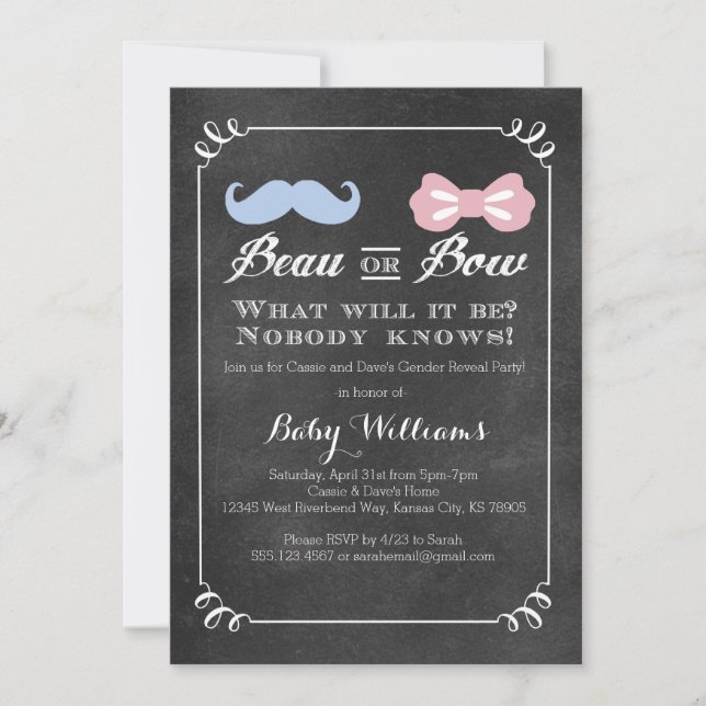 Chalkboard Gender Reveal Baby Shower Invitation (Front)