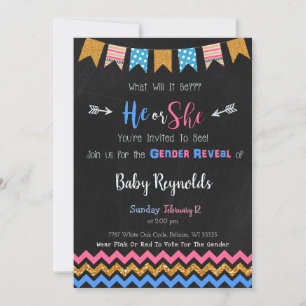 Chalkboard Gender Reveal Invitation
