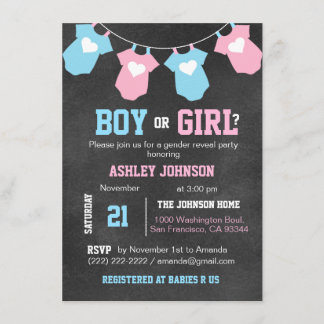 Chalkboard GENDER REVEAL Party Baby Shower Invites