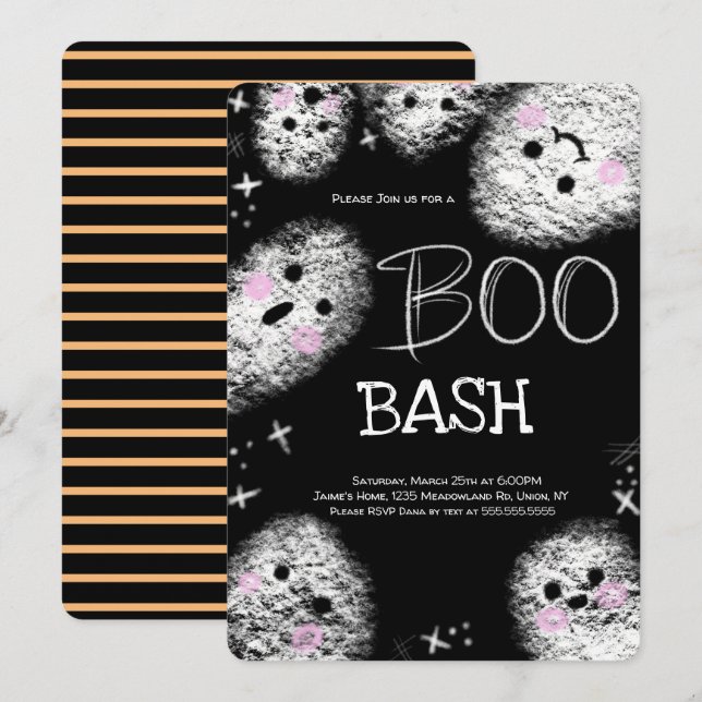 Chalkboard Ghost Boo Costume Halloween Birthday Invitation (Front/Back)