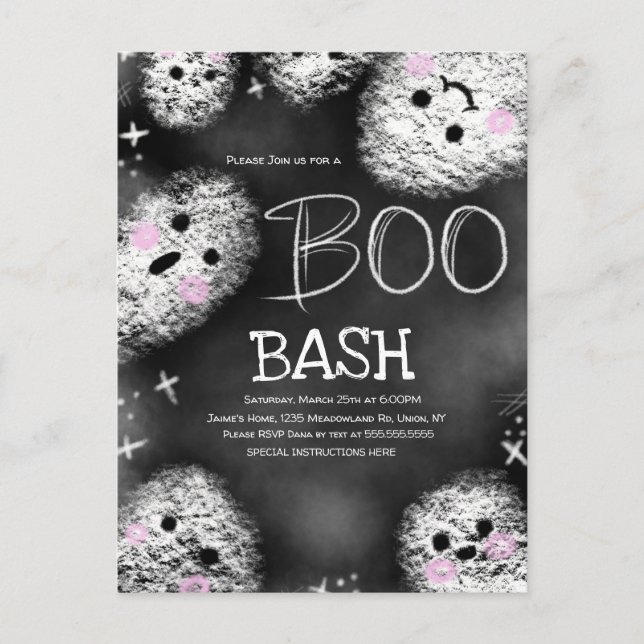 Chalkboard Ghost Boo Costume Halloween Birthday   Postcard (Front)