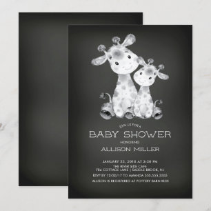 Chalkboard Giraffe Neutral Baby Shower Invitation