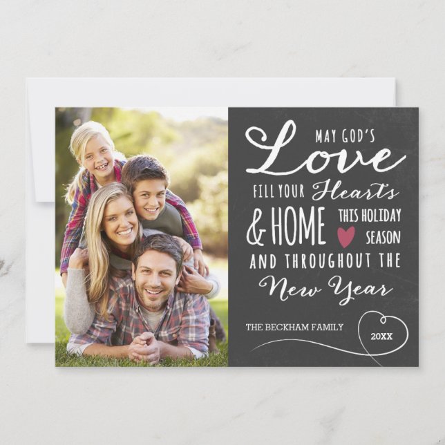 Chalkboard God's Love Holiday Photo Card (Front)