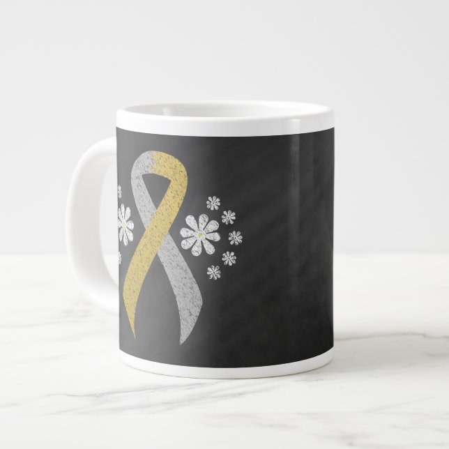 Chalkboard Gold and Silver Ribbon Large Coffee Mug (Front Left)
