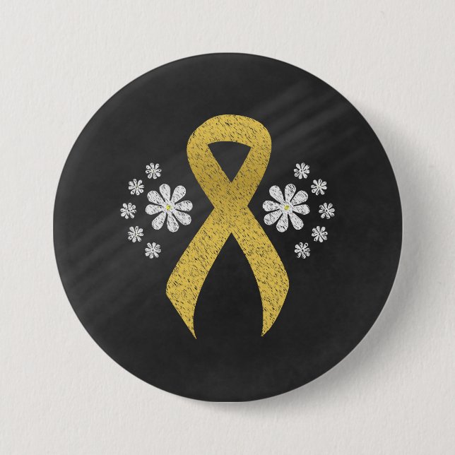 Chalkboard Gold Awareness Ribbon 7.5 Cm Round Badge (Front)
