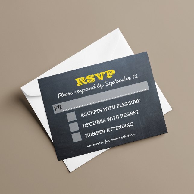 Chalkboard Gold Bar Mitzvah RSVP Card with Entree (Creator Uploaded)