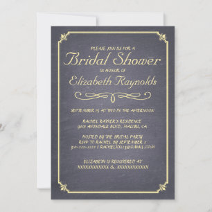 Chalkboard Gold Bridal Shower Invitations