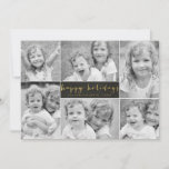 Chalkboard Gold Foil Holiday Photocard<br><div class="desc">A holiday photo card with 6 photos and faux chalkboard/gold foil design elements to share with your friends and family! Customise the text and images to make it your own.</div>