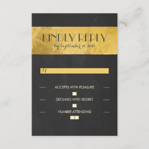 Chalkboard gold foil wedding RSVP cards