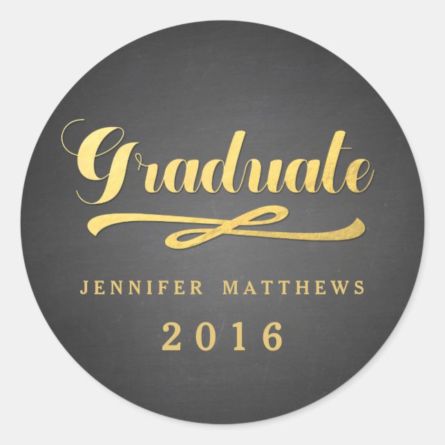 Chalkboard Gold Glamour | 2016 Graduation Sticker (Front)