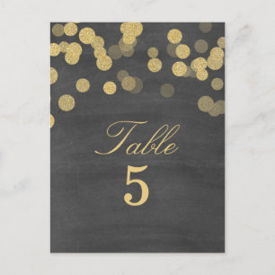 Chalkboard Gold Glitter Wedding Table Number Postcard