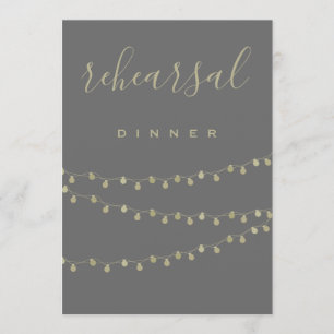 Chalkboard gold lights rehearsal dinner invitation