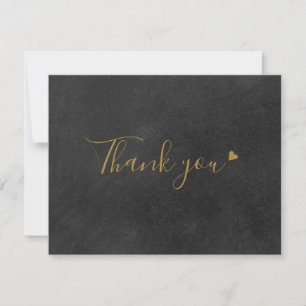 Chalkboard Gold Script Business Thank You Card