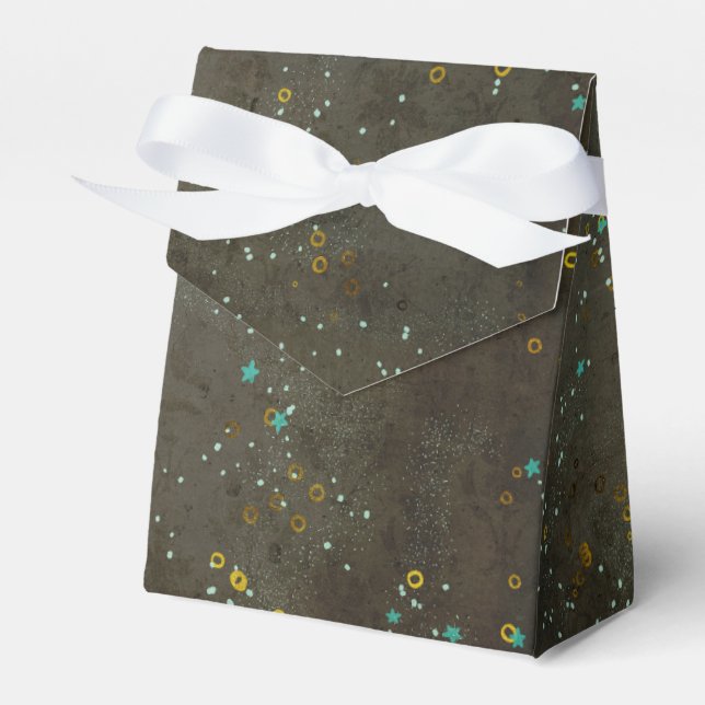Chalkboard Gold Silver Stars Constellation Sky Favour Box (Front Side)