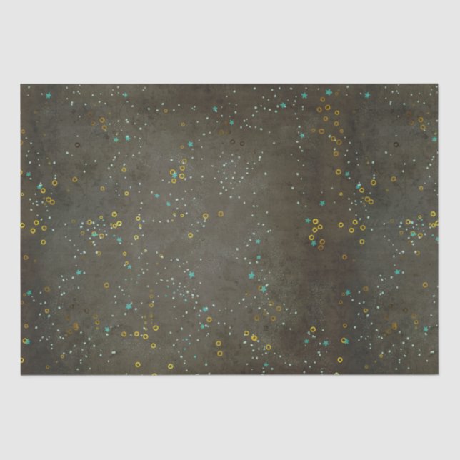 Chalkboard Gold Silver Stars Constellation Sky Tissue Paper (Front)