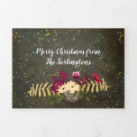 Chalkboard Gold Silver Stars Constellation Sky Tri-Fold Holiday Card<br><div class="desc">Create a beautiful Christmas gift for everyone you love. This artist-designed Xmas pattern is perfect to use for a Christmas party, but can also be used for a winter or Christmas wedding, engagement party or bachelorette party. This Christmas pattern has a chalkboard background with gold, white and blue stars or...</div>