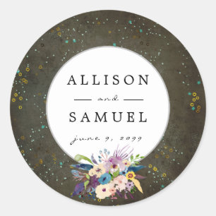 Chalkboard Gold Silver Stars Constellation Wedding Classic Round Sticker