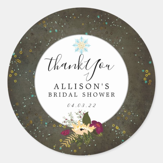 Chalkboard Gold Silver Stars DIY Bridal Shower Classic Round Sticker (Front)