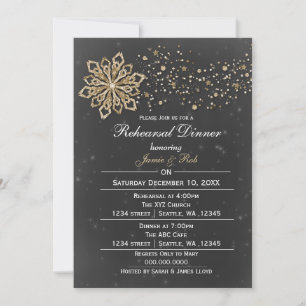 chalkboard gold Winter Rehearsal Dinner invite