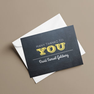 Chalkboard Golden Bar Mitzvah Thank You Note