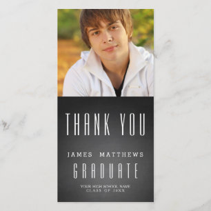 CHALKBOARD GRAD   GRADUATION THANK YOU PHOTO CARD