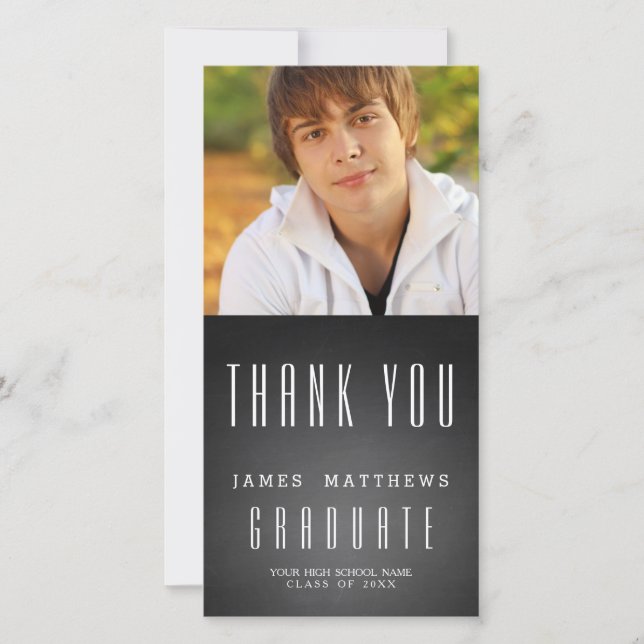 CHALKBOARD GRAD | GRADUATION THANK YOU PHOTO CARD (Front)