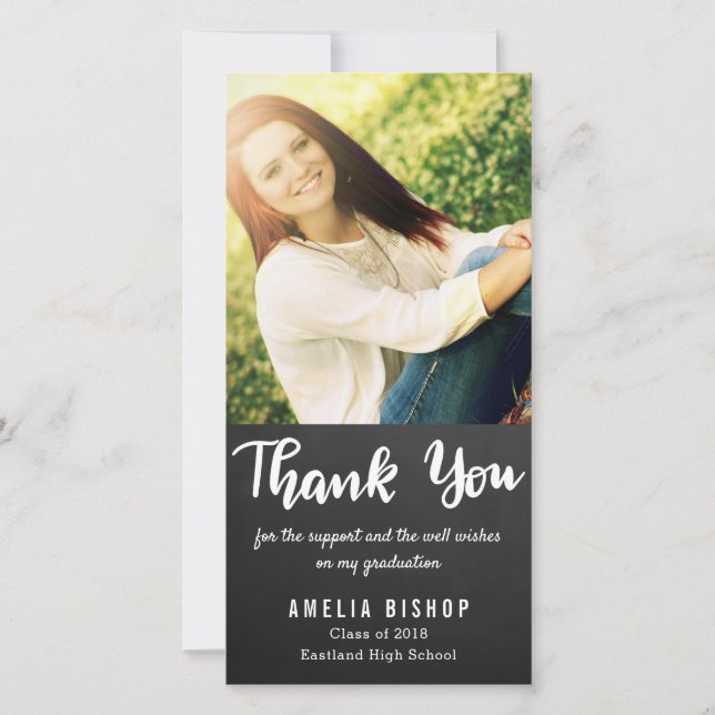 Chalkboard Graduate Thank You Typography Card (Front)
