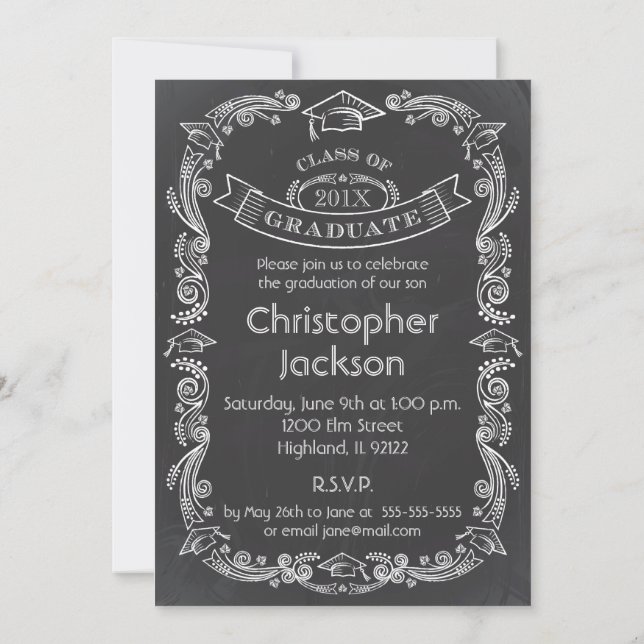 Chalkboard Graduation Invitation (Back)
