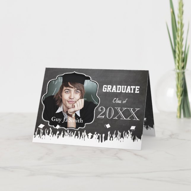 Chalkboard Graduation Invitation Your Photo (Front)