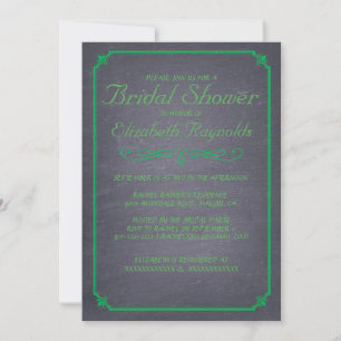Chalkboard Green Bridal Shower Invitations