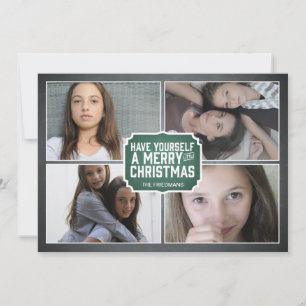 Chalkboard Green Framed Holiday Photo Card
