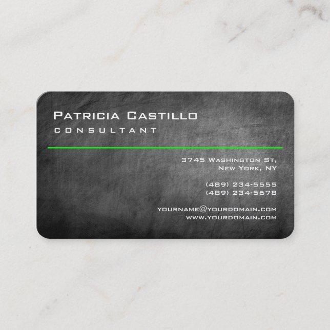 Chalkboard Green Line Modern Consultant Manager Business Card (Front)