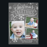 Chalkboard Greetings Collection Invitation<br><div class="desc">This 3-photo holiday card features hand lettered and calligraphy artwork,  all on a trendy chalkboard background.</div>