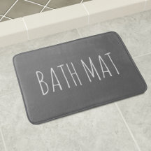 Chalkboard Grey and White Custom Text Bath Mat