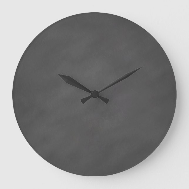 Chalkboard Grey Background Grey Chalk Board Black Large Clock (Front)