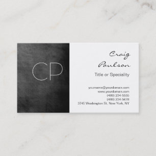 Chalkboard Grey Black White Monogram Business Card