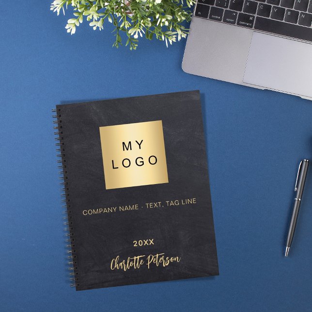 Chalkboard grey name business logo notebook (Creator Uploaded)