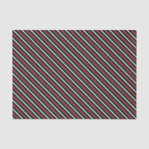 Chalkboard Grey, Red and White Diagonal Stripes Tissue Paper