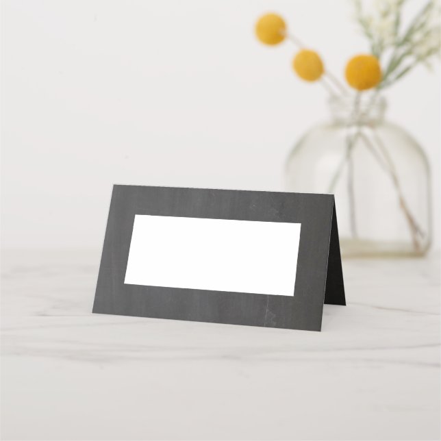 Chalkboard grey wedding. Modern simple blackboard Place Card (Front)