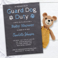 Chalkboard Guard Dog Duty Blue Boy Baby Shower