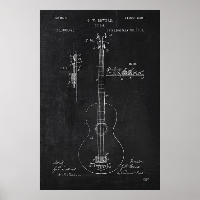 Chalkboard Guitar Patent Poster (Front)