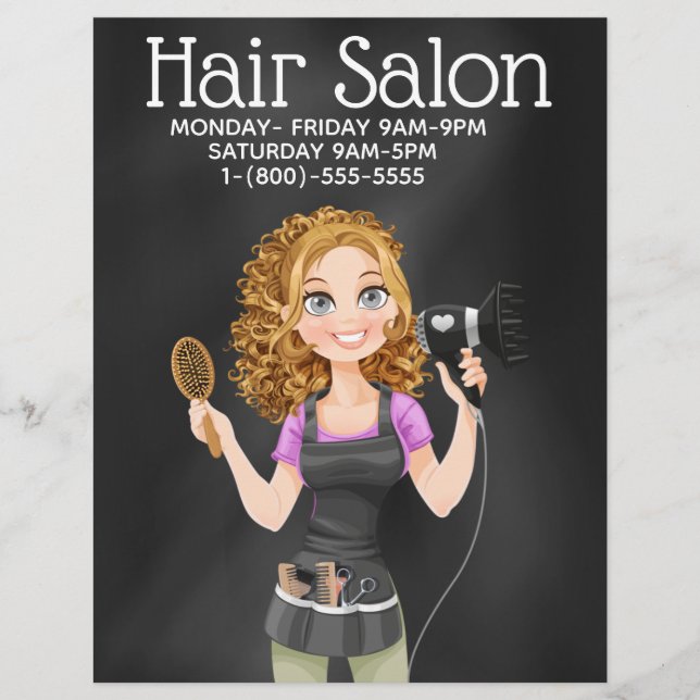 Chalkboard Hair Salon Promotional Flyer (Front)