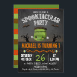 Chalkboard Halloween Frankenstein Birthday Invitation<br><div class="desc">Chalkboard Halloween Frankenstein Birthday Invitation

Cute invitation for for an October birthday invitation featuring a cute Frankenstein head,  spooky trees,  bats and eye balls.  Sure to set the mood for a little boy's Halloween themed birthday party.</div>