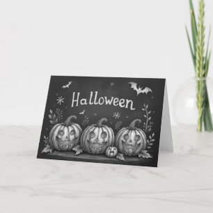 Chalkboard Halloween Pumpkins and Bats Card