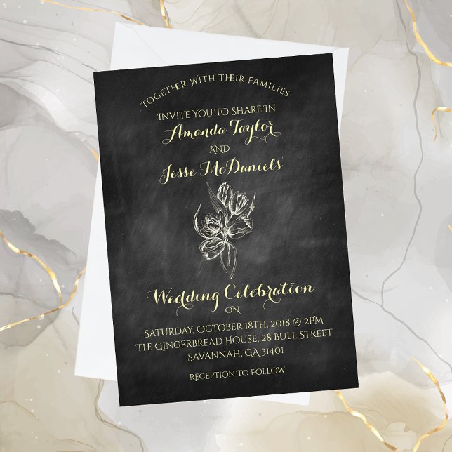 Chalkboard Hand Draw Tulip Wedding Invitations (Creator Uploaded)