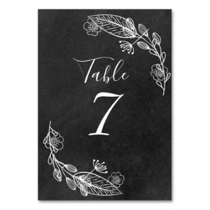 Chalkboard Hand-drawn Floral Garland Table Number