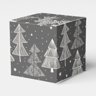 Chalkboard Handdrawn Christmas Trees Snowing Favour Box