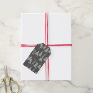 Chalkboard Handdrawn Christmas Trees Snowing Gift Tags