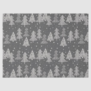 Chalkboard Handdrawn Christmas Trees Snowing Tissue Paper