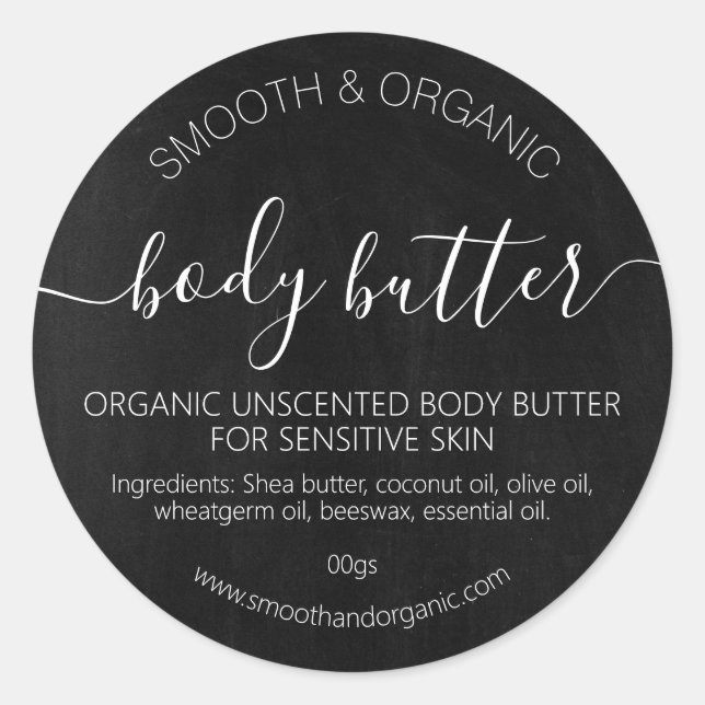 Chalkboard Handmade Body Lotion Scrub Butter Classic Round Sticker (Front)